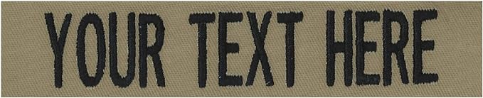 Custom Uniform Name Tapes Solid Colors. Coyote Tan Fabric, 4 Inch Hook Fastener (Uniform Ready Fastener)