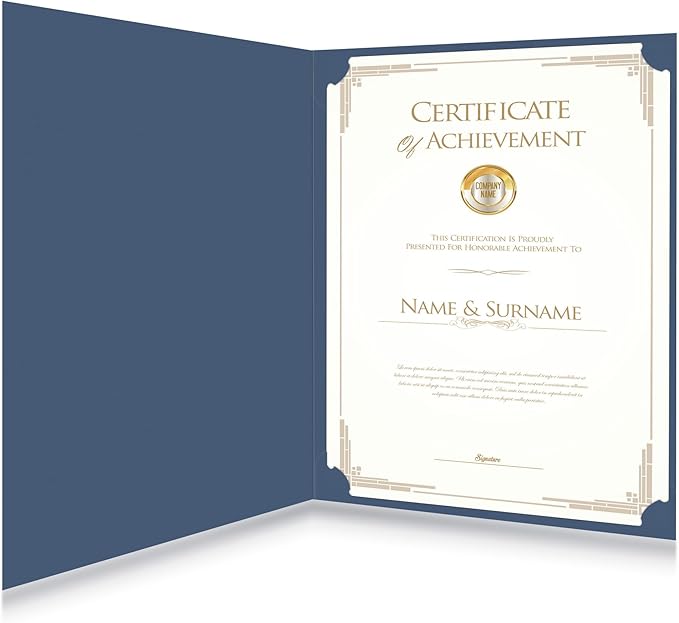 HAUTOCO Certificate Holders 50 Packs Navy Blue Diploma Covers Gold Foil Border Diploma Holders for Letter Size 8.5x11 Award Certificates, Cardstock, Document Papers