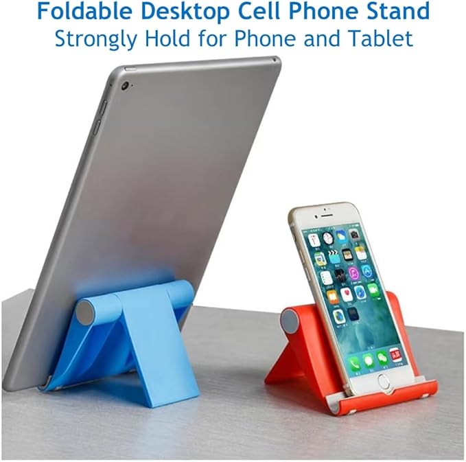JUSDIQIR Cell Phone Stand for Desk Foldable Cell Phone Holder Desk Tablet Holder Mobile Phone Dock, Multi-Angle Universal Adjustable Tablet Dock Compatible with Most Cell Phones (Purple)