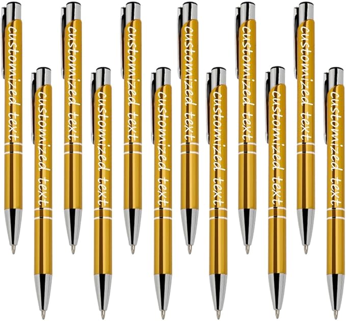 Yucold Customized ballpoint pens in bulk, personalized ballpoint pens with free engraving, for use in companies, enterprises, graduation anniversaries (Yellow,390)