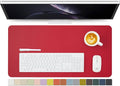 Leather Desk Mat - Non-Slip PU Desk Pad for Office and Home - Desk Organization and Accessories - Ideal for Large Mouse Pad and Desk Mats on Top of Desks (Rose Red,27.6"x 13.8")