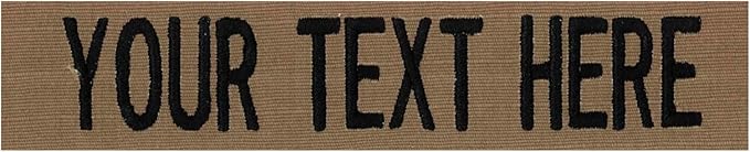Custom Uniform Name Tapes Solid Colors. Coyote Brown Fabric, 5 Inch Hook Fastener (Uniform Ready Fastener)