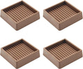 VOCOMO 2X2 Rubber Caster Cups, Non Slip Furniture Pads, Anti-Slip Furniture Gripper, Anti Skid Furnitures Feet, Anti Slide Floor Protector for Bed Couch Table Chair Stoppers - 4 Pack, Brown