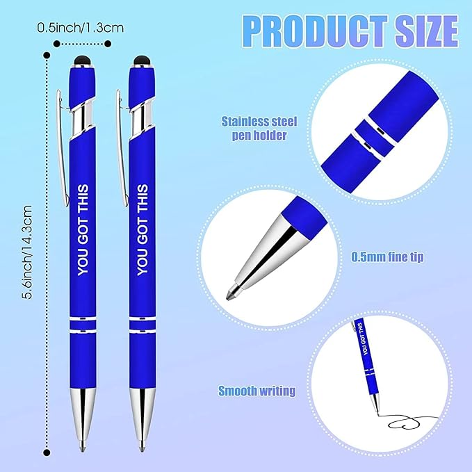 Greengines 30 Pieces Inspirational Pens, Motivational Ballpoint Pen with Stylus Tip Funny Ink Pens Bulk Inspirational Gifts for Women Coworkers Office Supplies Black Ink