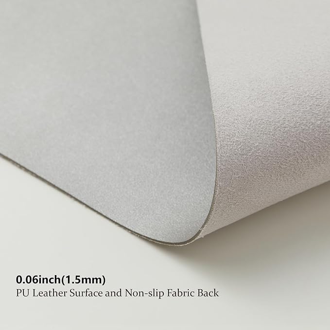 HOMIEAZICOZI Leather Desk Mat - Non-Slip PU Pad for Office and Home Organization Accessories Ideal Large Mouse Mats on Top of Desks (Silver,31.5''x 15.7'') (DPD-Sil-M)
