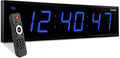 Ivation Oversized 24" Large Digital LED Clock | Big Digital Clock w/Multi-Function Display – Stopwatch, Timer, Alarms, Temp & Date | 6 Brightness Levels, Time Memory & Remote (Blue)