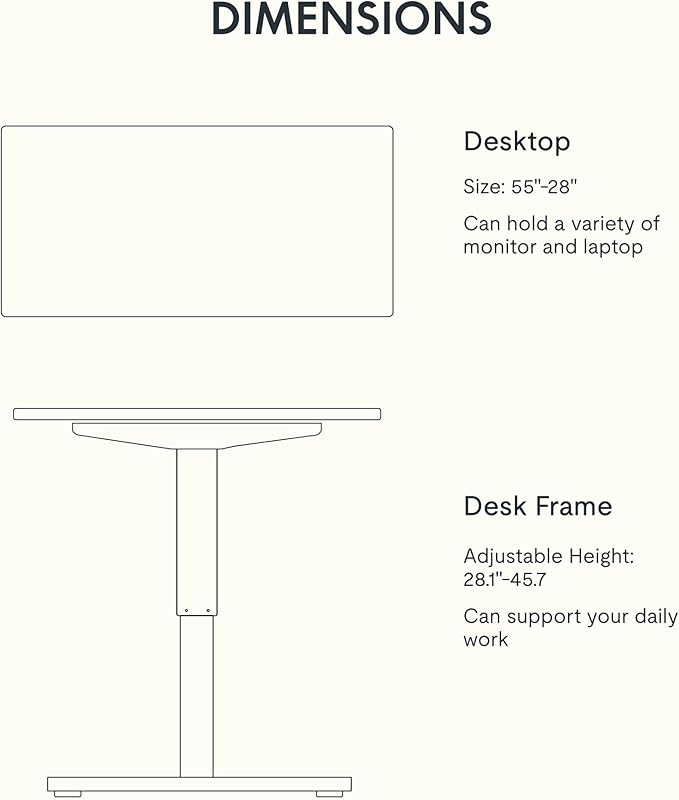 FLEXISPOT EN1 Bamboo One-Piece Standing Desk, 55 x 28 Inches Ergonomic Desk for Home Office and Gaming (White Frame + Bamboo Top, 2 Packages)