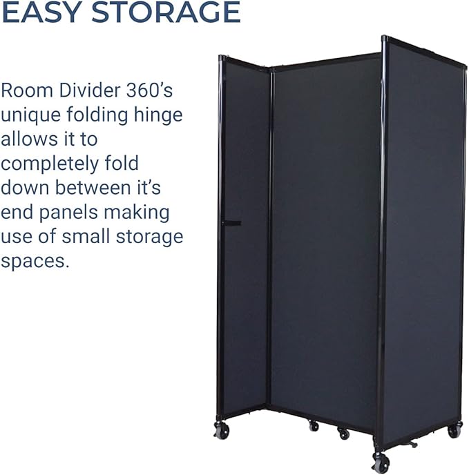 Versare Straightwall Sliding Portable Wall Partition | Freestanding Office Dividers | Locking Wheels | Temporary Room Separator | 7'2'' Wide x 5' Tall Red Fabric Panels