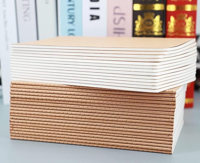 24 Pack Kraft Notebook Journals for Travelers, Students and Office, Writing Diary Subject Notebooks Planner with Thick Paper, 60 Pages, 30 Sheets, 8.3x5.5 inch, A5 Size, Travel Journal Set.(Blank)