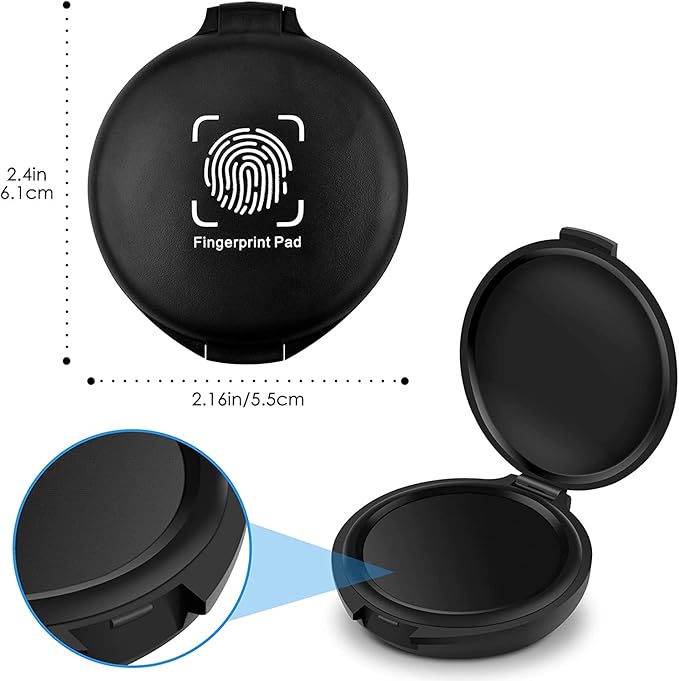 ERKOON 6 Pack Fingerprint Ink Pads, Thumbprint Ink Pad for Notary Supplies Identification Security ID Fingerprint Cards Fingerprint Black