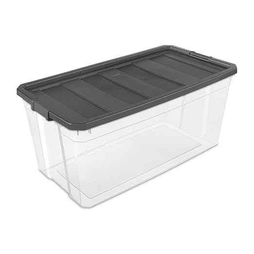 Sterilite 9-Pack Modular Stacker Box, Durable Clear Plastic Storage Bins with Latching Lids, 200 Quart - Stackable Organizing Container Boxes for Closet, Bathroom, and Office