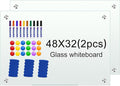 H-Qprobd Glass White Board for Wall Dry Erase Board 48" x 32" (2pcs) Magnetic Presentation Whiteboard for Home, Office and School
