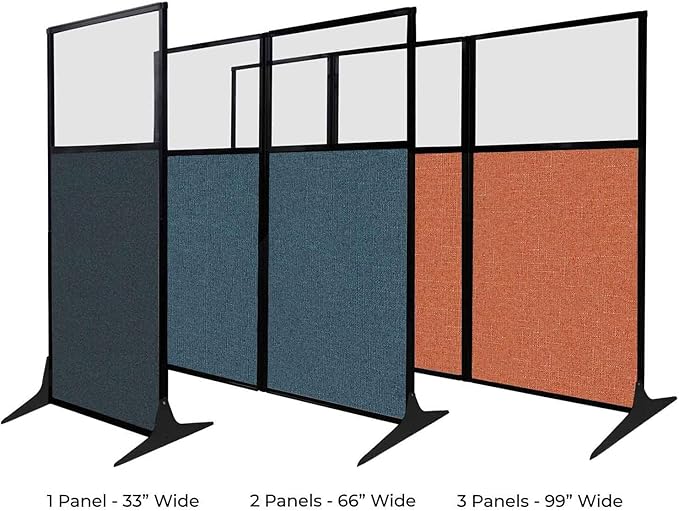 Versare Workstation Partition | Portable Wall Divider | Modern Office Cubicle | Free Standing Privacy Screen | Flexible Work Space | 33" x 70" Gray Elm Wood Grain Panels No Window