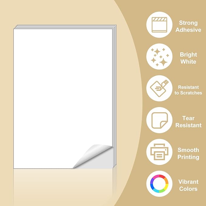 BESTEASY Sticker Paper 8.5" x 11" Full Sheet Label Stickers for Laser & Inkjet Printers, Self-Adhesive Paper Shipping Labels (2000 Sheets,2000 Labels)
