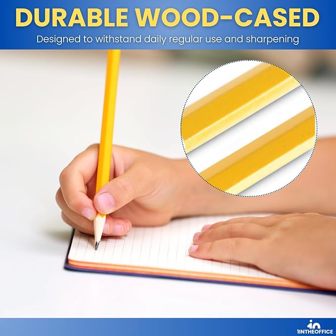 1InTheOffice Pre Sharpened Pencils #2, Pencils with Eraser, 2 HB, Wood-Cased, Black Lead, Yellow Barrel (72)