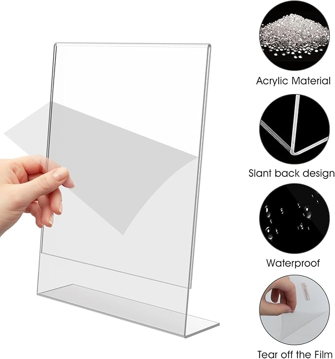 SVOPY 3 Pack Acrylic Sign Stand Holders, 8.5 x 11 Clear Plastic Table Paper Display Stand, Suit for Displaying Posters, Picture, Flyers, Menu