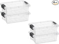 Superio Mini Storage Container Plastic Crayon Box Art Supplies and Sewing Case Stackable Clear Small Organizer for Beads, Stationery, Chalk, and Food, 0.7 Quart, 4 Pack