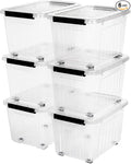 Citylife 54 QT Clear Plastic Storage Bins with Lids Stackable and Nestable Storage Boxes with Lids Large Plastic Storage Containers for Garage, Closet, Kitchen, 6 Packs
