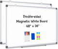 AMUSIGHT 2 Pack Double-Sided Magnetic Whiteboard, 48" x 36" Dry Erase Board, Aluminum Frame White Board for Wall, Hanging Mounting White Board Dry Erase Marker Board for Office, School, Home