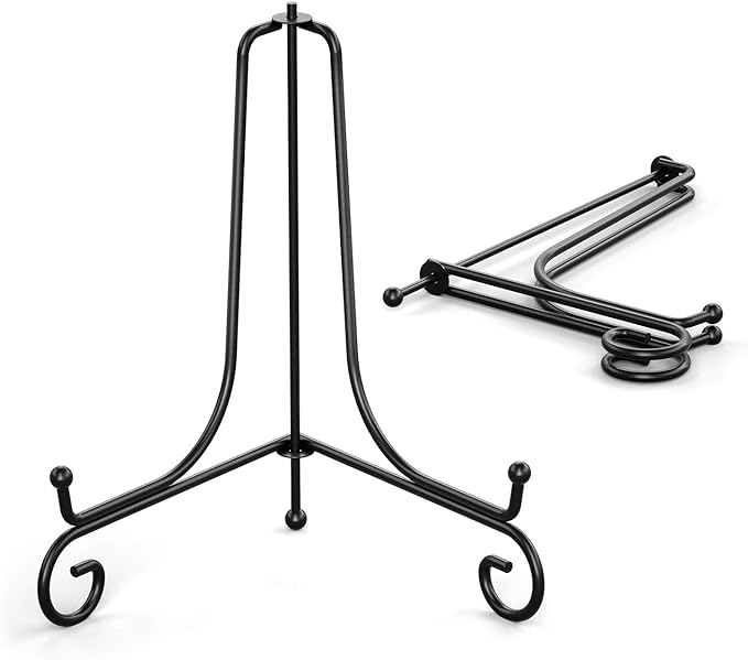 TR-LIFE 4 Pack Plate Stands for Display - 10 Inch Plate Holder Display Stand + Metal Easel Stand for Picture Frame, Decorative Plates, Book, Photo, Collectibles (4 Pack)