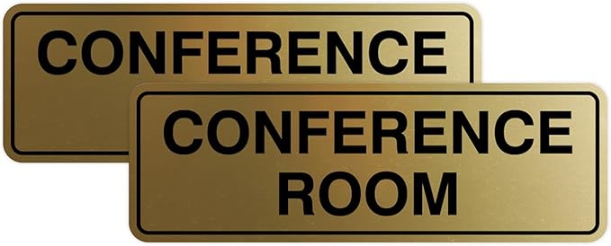 Standard Conference Room Sign - Brushed Gold - Large 2 Pack