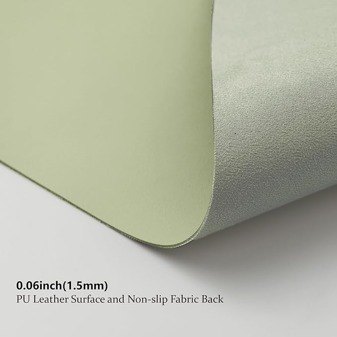 Leather Desk Mat - Non-Slip PU Desk Pad for Office and Home - Desk Organization and Accessories - Ideal for Large Mouse Pad and Desk Mats on Top of Desks (Light Green,27.6"x 13.8")