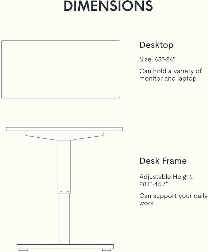 FLEXISPOT EN1 One-Piece Solid Wooden Standing Desk 63 x 24 Inches Height Adjustable Electric Sit Stand Home Office Desks (Silver Frame + Rubber Wood Top, 2 Packages)