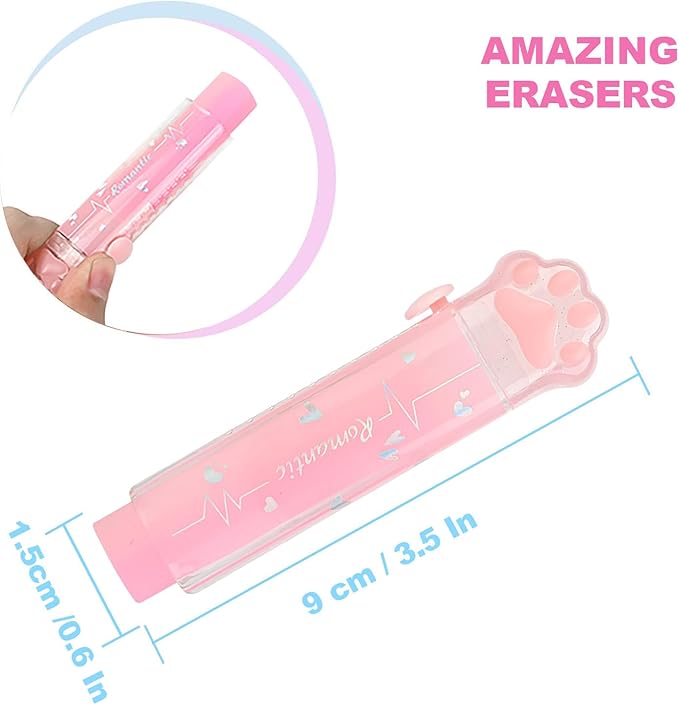Daphilly Retractable Pencil Eraser, Cute Erasers,Gradient Jelly Eraser,Suitable for School Home Office Supplies (Gradient Jelly)