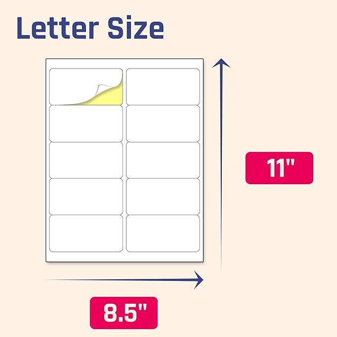 (2" x 4") 200 Sheets, Printable White Sticker Labels, Laser/Inkjet Printing - Matte, 10 per Page