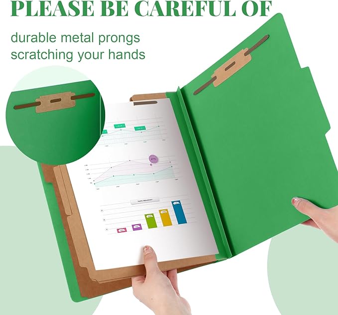 Skyygemm 36 Pcs Classification Folders Letter Size, 3 Divider Pressboard File Folder with Fasteners, Expanding File Organizer Bulk for School Teachers, Office Employee, Coworker, Staff (Green)