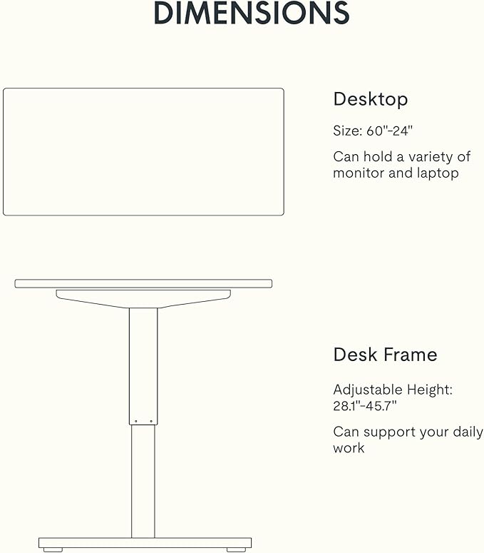 FLEXISPOT EN1 One-Piece Standing Desk with 1-Inch Thick Seamless Desktop, 60"x24" Electric Height Adjustable Desk for Home Office, Multi-Monitor Setups & Easy Assembly, Maple