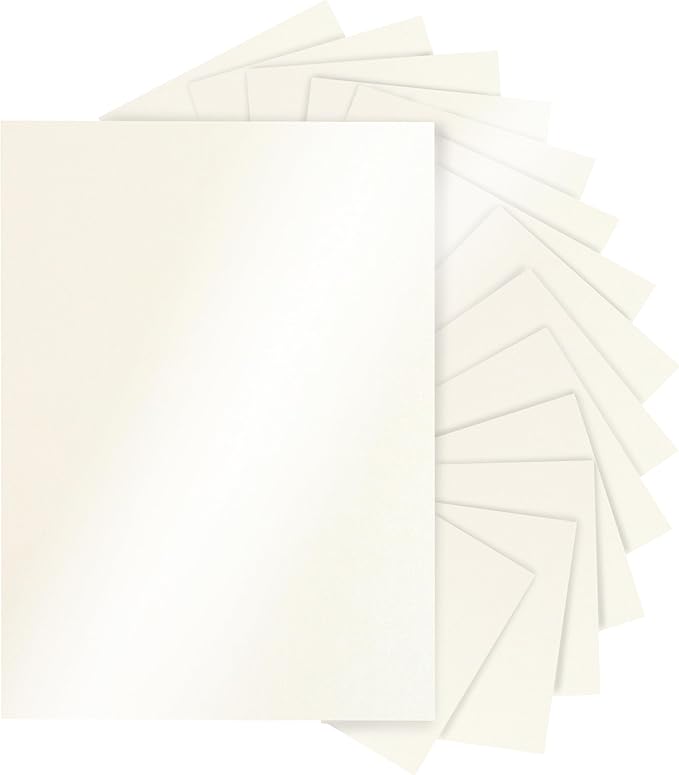 Silunkia 28 Sheets Cream Shimmer Cardstock 8.5 x 11 Off White Paper, 92lb Heavyweight Glossy Paper Card Stock for DIY Cards Making, Business Cards, Wedding Invitations, School Crafting, Menus