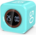 Digital Pomodoro Timer Cube 5/10/25/50min, Visual Productivity Flip Timer for Kids Classroom Desk, Custom Countdown, Silent and Sound Mode for ADHD Study Work Game Kitchen (Mint Green)