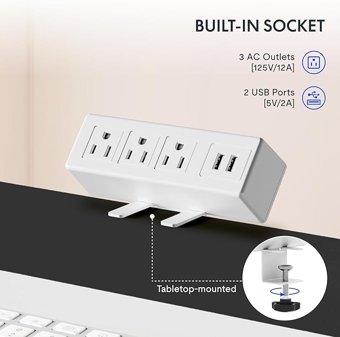 FLEXISPOT EN2 Whole-Piece Standing Desk with Clamp Power Strip, 48 x 24'' Electric Stand Up Height Adjustable Desk with Cable Management (Gray Frame + 48" Marble Gray, 2 Packages)