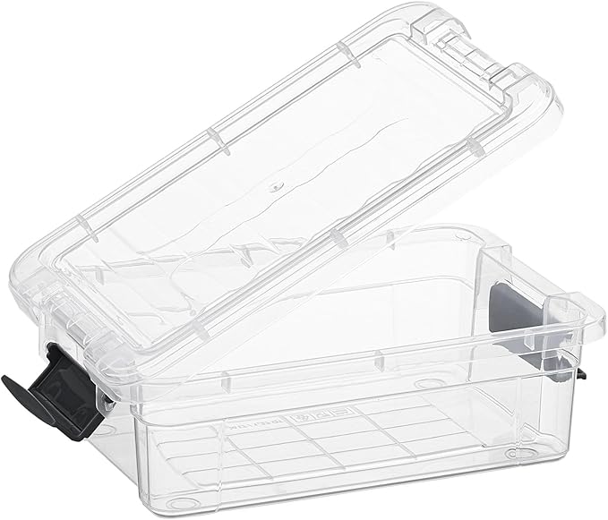Superio Clear Storage Boxes with Lids, 1.27 Quart Plastic Container Bins for Organizing, Stackable Crates, BPA Free, Non Toxic, Odor Free, Organizers for Home, Office and Dorm, 4 Pack