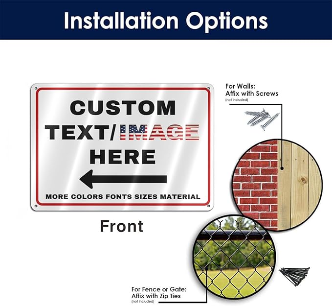 Custom Sign Outdoor Metal Large, Left or Right Arrow, 20''x15'' Glow in the Dark/Reflective Option, Personalized Address Plaque, Customize for Business Logo, Office, Home, Yard