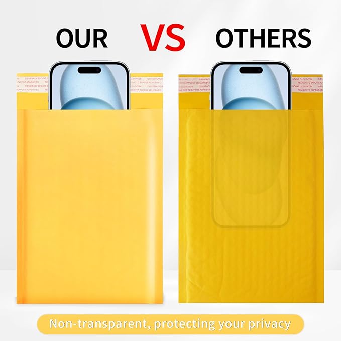 Ctarsthome 52Pack Yellow 3.5x5inch Kraft Bubble Mailers Small Business Mailing Packages Self-Sealing Paper Envelopes, Mailer Shipping Padded Envelopes with Strong Adhesion for Jewelry Makeup Supplies