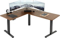 VIVO Electric Corner 63 x 55 inch L-Shaped Standing Desk, Memory Height Adjustment, Dark Walnut Top Black Frame, DESK-E3CTD