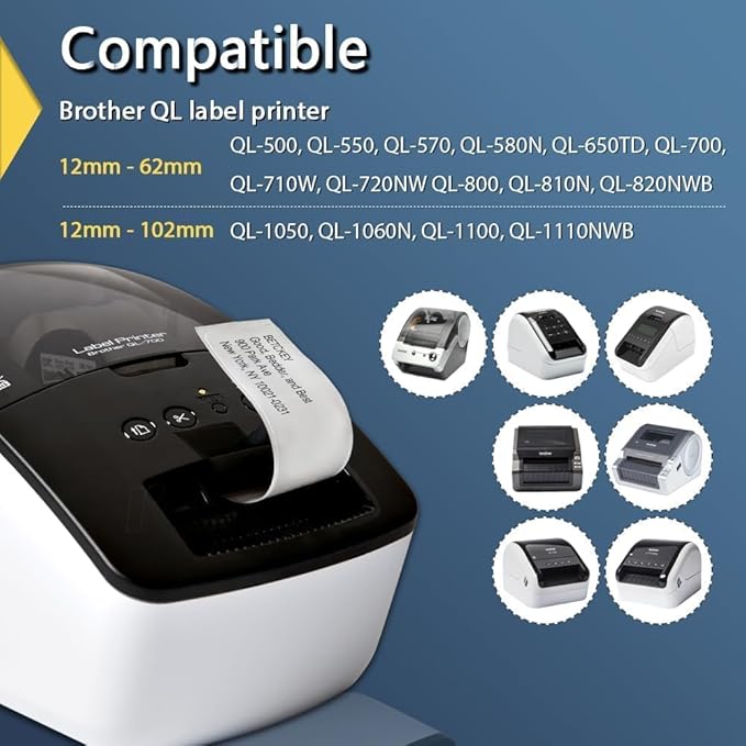 BETCKEY - Compatible Continuous Labels Replacement for Brother DK-2205 (2.4 in x 100 ft), Use with Brother QL Label Printers [10 Rolls]
