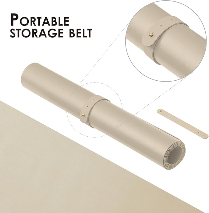 Leather Desk Mat - Non-Slip PU Desk Pad for Office and Home - Desk Organization and Accessories - Ideal for Large Mouse Pad and Desk Mats on Top of Desks (Champagne Gold,27.6"x 13.8")