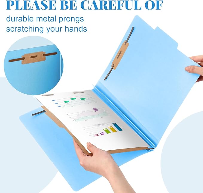 Skyygemm 48 Pcs Classification Folders Letter Size, 1 Divider Pressboard File Folder with Fasteners, Expanding File Organizer Bulk for School Teachers, Office Employee, Coworker, Staff (Blue)