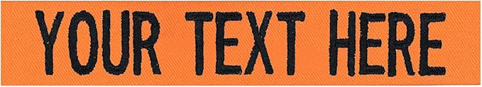 Custom Uniform Name Tapes Solid Colors. Orange Fabric, 4 Inch Hook Fastener (Uniform Ready Fastener)