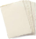 Wanderings Handmade A6 Cream Mixed Media Paper with Deckle Edge - 4x6-150 GSM -Colored Cold Press Textured Paper Made with Recycled Cotton for Crafts Card Making Sketching Watercolor - 50 Sheets
