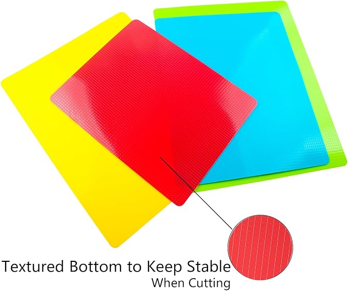 Flexible Cutting Board mats, Plastic Cutting Boards for Kitchen Cooking, Cutting board sheets for Meat and Vegetables, Dishwasher Safe Set of 8 Pcs