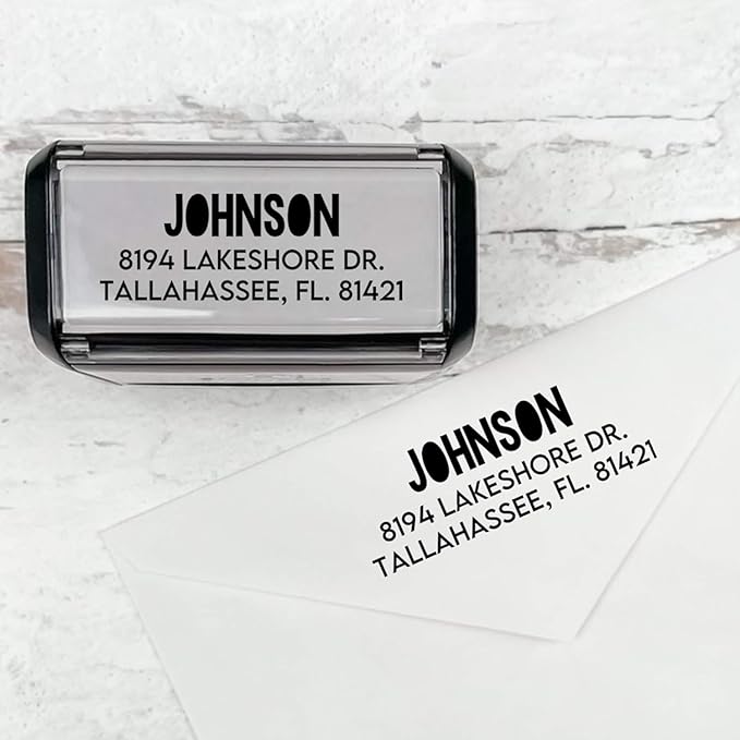 Self Inking Modern Address Stamps | Custom Return Address Stamper (Colorblock, Medium)