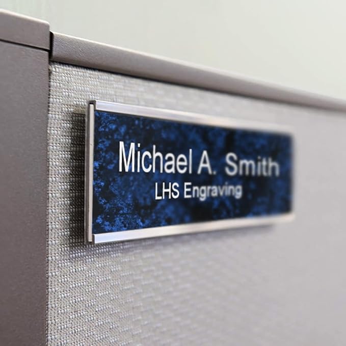 Door Name Plate Personalized for Office Pink Plastic Name Plate Black Letters - Made in USA 2x6 B12