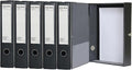 URbantin 6 Pack Foldable A4 Box Files,Plastic Archive Folders,65mm Spine, Document Box for Office（Black）