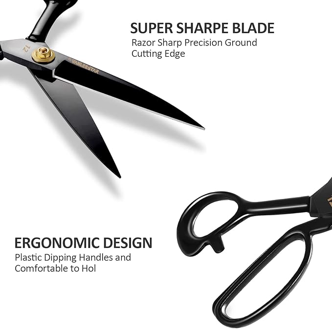 Sewing Scissors, 12 Inch Fabric Dressmaking Scissors Heavy Duty Shears Sharp Cutting for Crafting, Leather, Dressmaking, Tailoring, Raw Materials