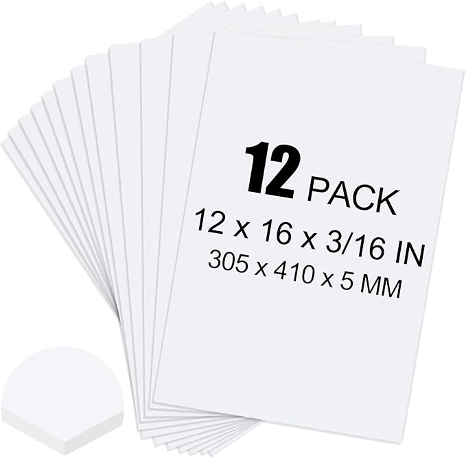 ToLanbbt 12 Pack White Foam Board, 12 x 16 x 3/16" Thick Foam Core Acid Free Poster Foamboard for Art Craft Projects, Painting, Displaying, Signage, Wedding, School