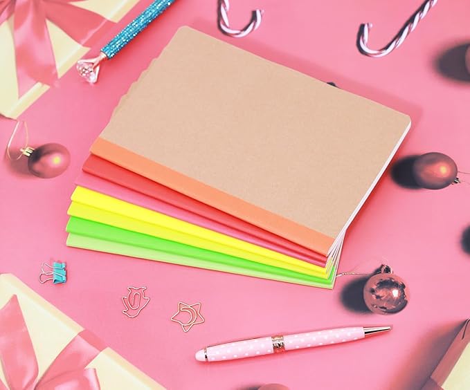 Wotion 12 Pack Kraft Notebooks, Journals in Bulk for Writing, Blank Paper Sketchbooks, 60 Pages Notebook, 8.3x5.5 Inch, A5 Size, Travel Journal Set, for Gifts, Students and Office Supplies